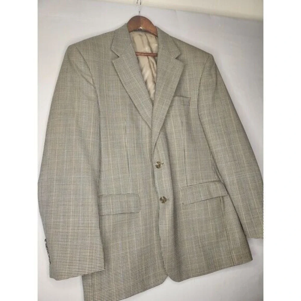 Lauren‎ Ralph Lauren Blazer Men's 44R Wool Houndstooth Sports Coat Jacket